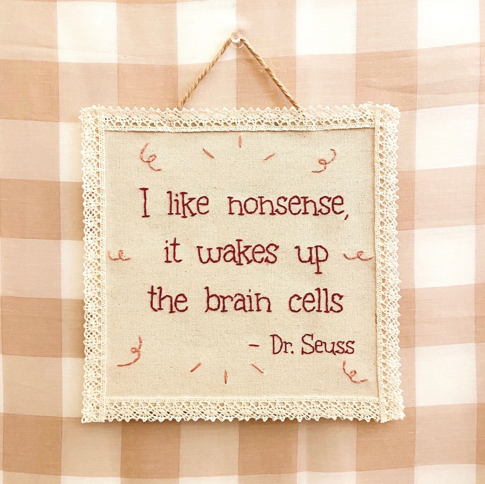 Signe de citation de broderie décor de maison pendaison Etsy