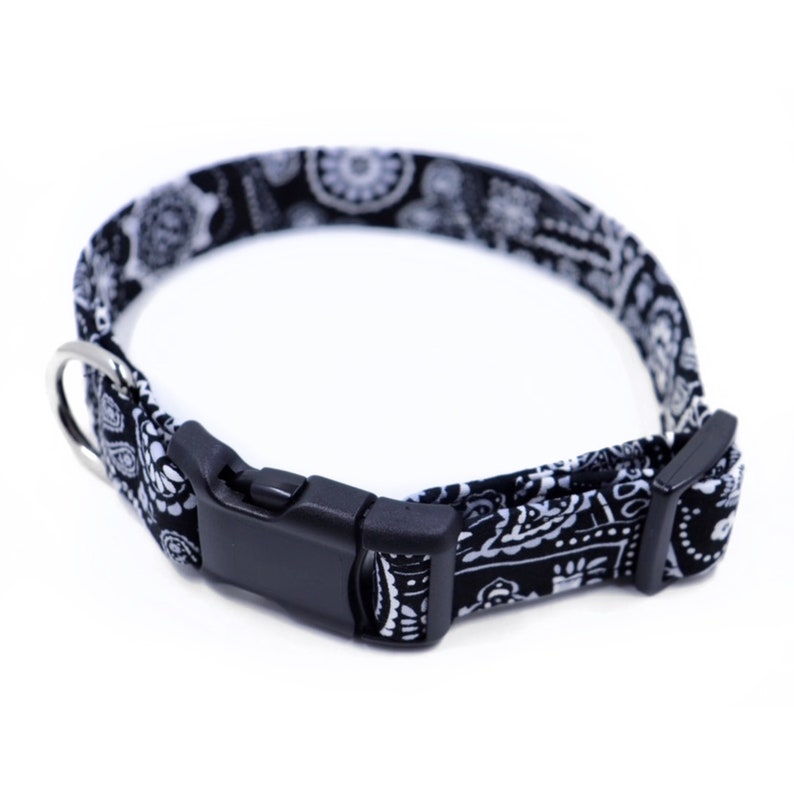 Black Bandana Dog Collar Pet Collar Small Dog Collar Large Etsy