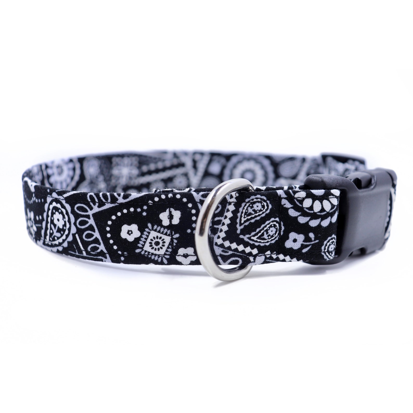Black Bandana Dog Collar Pet Collar Small Dog Collar Large Etsy