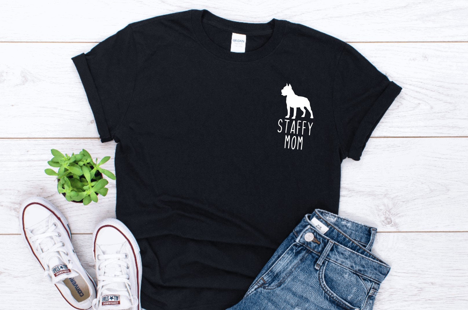 Staffy Mom Shirt, Dog Mom Shirt, Custom Dog Shirt, Custom Shirt, Gifts