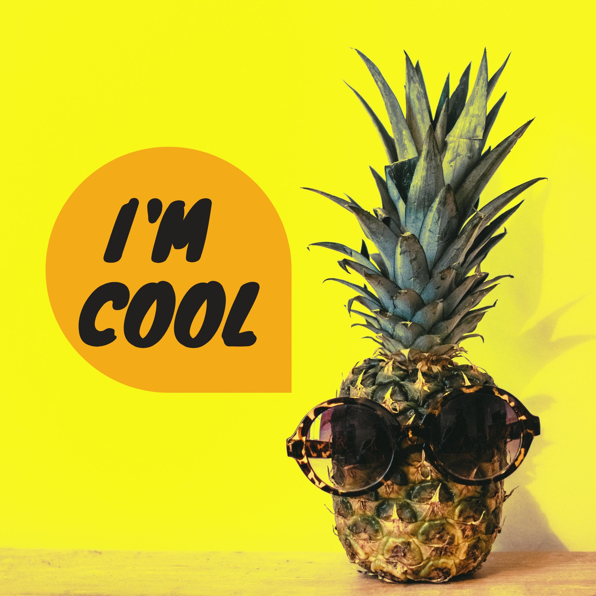 Smiling Pineapple in Sunglasses Art Print Poster 12x18