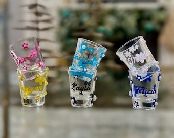 Retro Pearl Custom Shot Glass Personalized, 21st Birthday Gift for Her, Bachelorette Favor, Bridal Proposal Shot Glass, Birthday Glasses