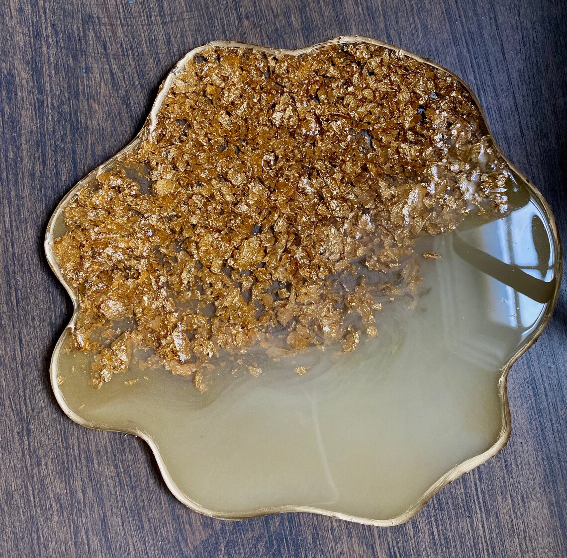 Handmade Gold Tray Resin Gold Flake Home Decor Tray Etsy