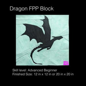 Dragon FPP Quilt Block Pattern, 2 sizes (Digital Download)