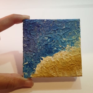 7cm Mini Acrylic Canvas Painting, Tiny Painting, Miniature Painting, Miniscule, Art, Painting, Artwork, Small Painting, Mini Art, Beach, Sea