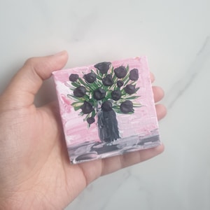 7cm Mini Palette Knife Painting, Mini Art, Tiny Painting, Miniature Painting, Flowers, Small Painting, Artwork, Mini Canvas Art, Colourful,