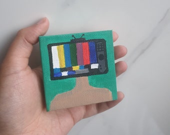 7cm Mini peinture sur toile acrylique, peinture minuscule, peinture miniature, art trippy, peinture, œuvre d’art, cadeau, petite peinture, mini art, créatif