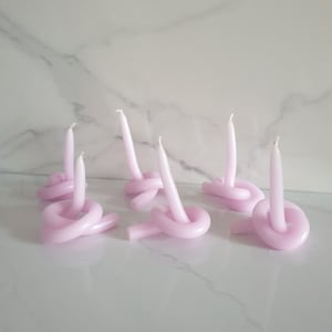 Set of 2 tiny unscented twisted lilac Candles, vegan candle, bendy candles, twisty candle, unscented candle, minimalist candle, simple decor image 1