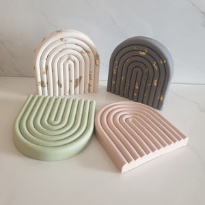 15cm Jesmonite Rainbow Arch Decorative Tray, Arch Stand, Jesmonite Decor, Housewarming gift, Gift for Her, Homeware, Neutral Decor, Concrete