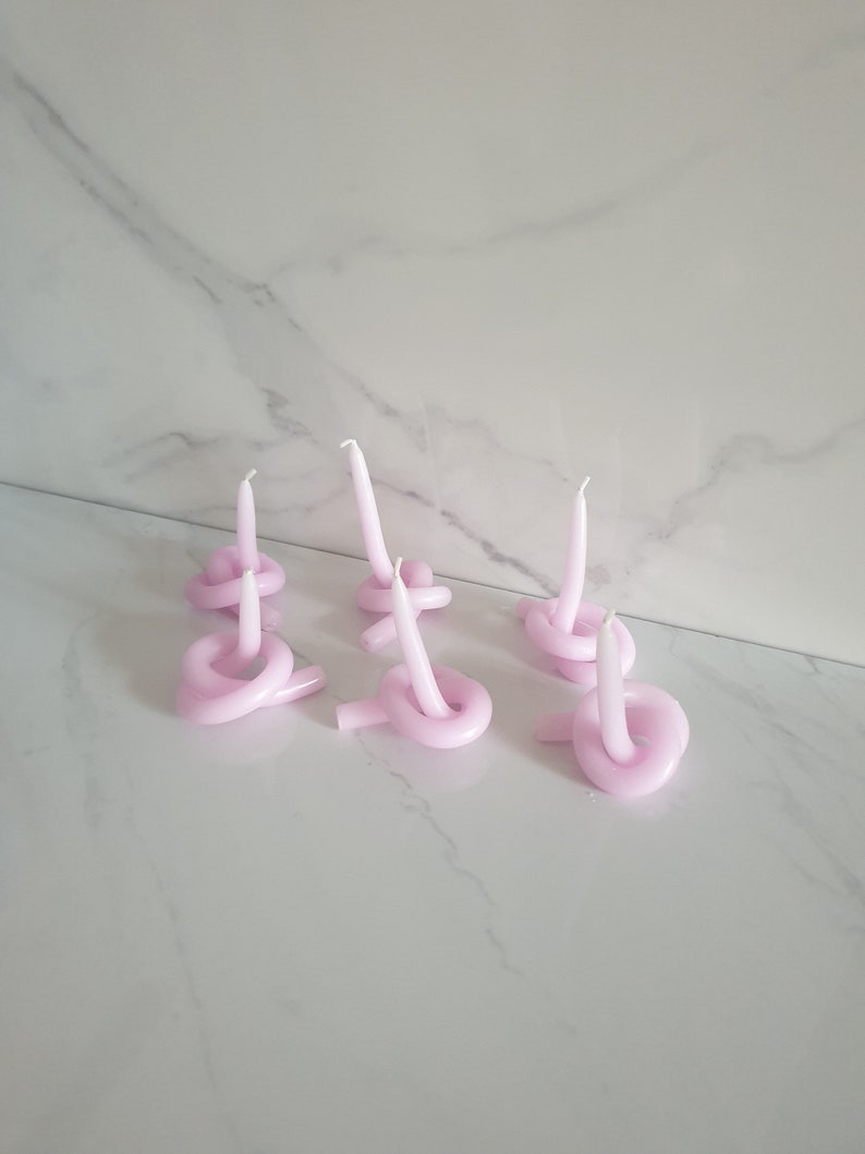 Set of 2 tiny unscented twisted lilac Candles, vegan candle, bendy candles, twisty candle, unscented candle, minimalist candle, simple decor image 6