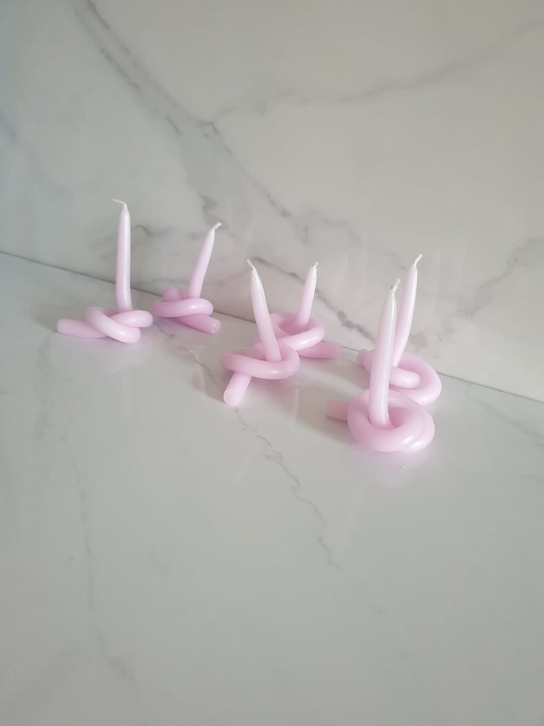 Set of 2 tiny unscented twisted lilac Candles, vegan candle, bendy candles, twisty candle, unscented candle, minimalist candle, simple decor image 3