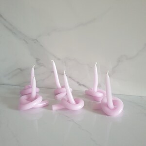 Set of 2 tiny unscented twisted lilac Candles, vegan candle, bendy candles, twisty candle, unscented candle, minimalist candle, simple decor image 5