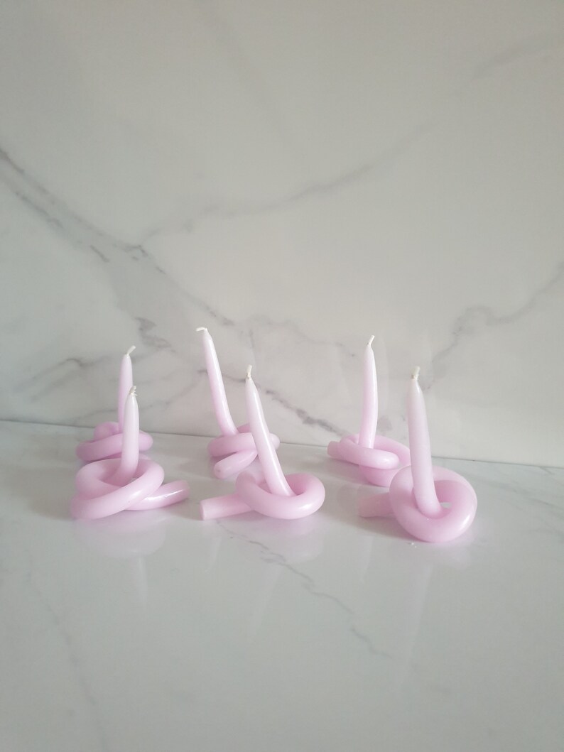 Set of 2 tiny unscented twisted lilac Candles, vegan candle, bendy candles, twisty candle, unscented candle, minimalist candle, simple decor image 5