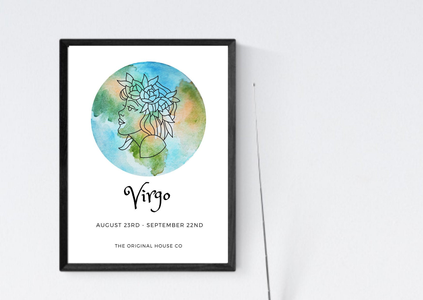 A4 Framed Virgo Horoscope Print, wall hanging, digital art, framed print,  framed, Virgo, gift, gift for friend, horoscope, A4 framed print,, image size:1747x1240