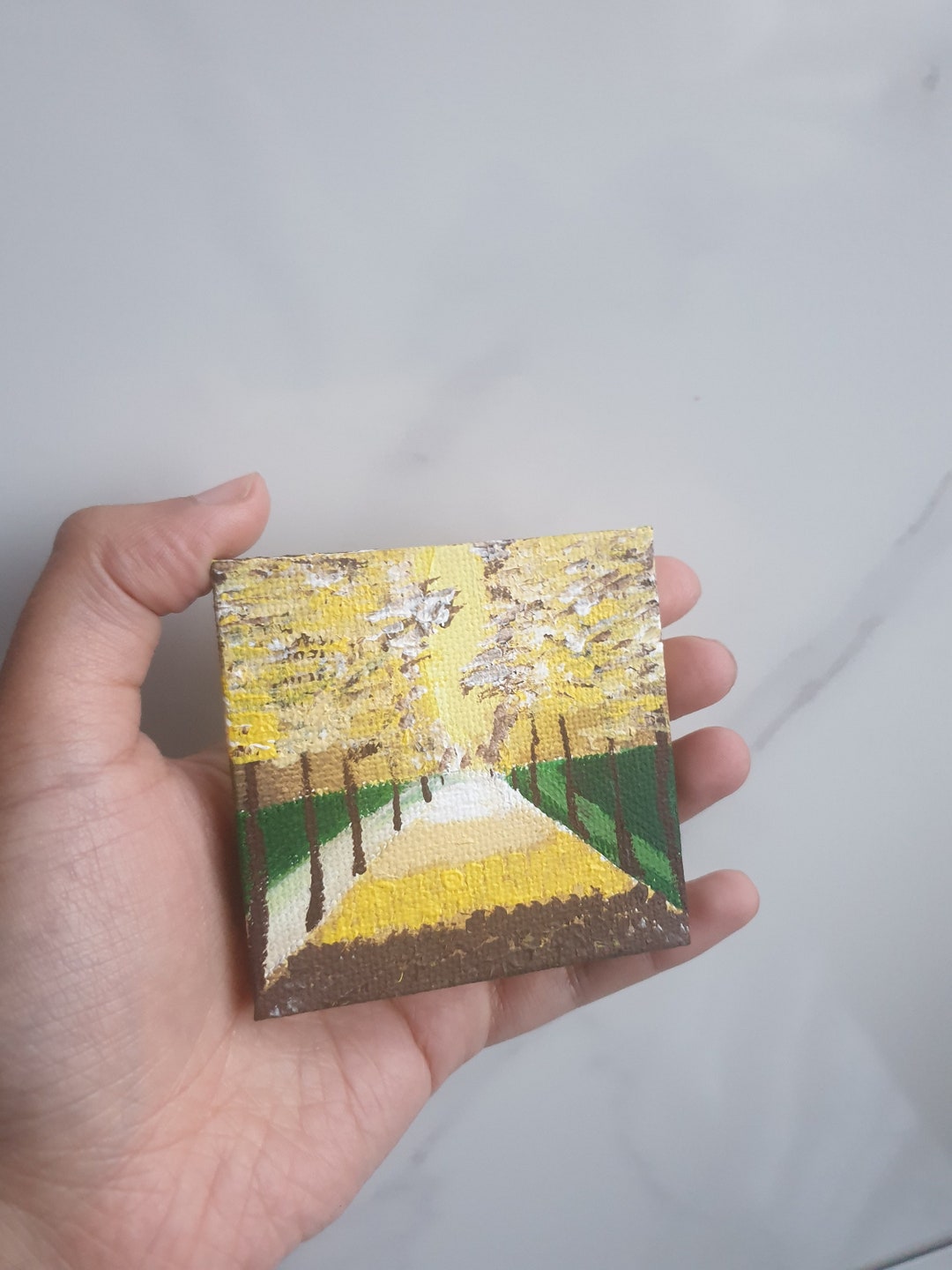 7cm Mini Acrylic Canvas Painting, Tiny Painting, Miniature Painting