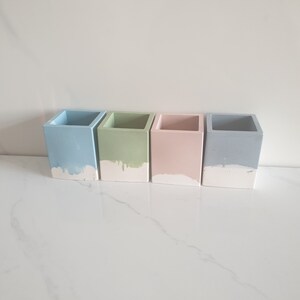 Jesmonite Square Pen Pot, Planter, Pencil Pot, Jesmonite, Minimalist decor, Mini Pot, Gifts for Her, Homeware, Neutral Decor, Concrete Decor image 6