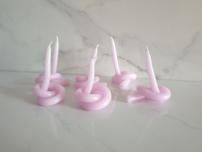 Set of 2 tiny unscented twisted lilac Candles, vegan candle, bendy candles, twisty candle, unscented candle, minimalist candle, simple decor image 4