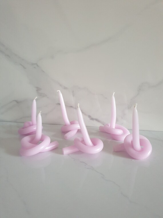 Set of 2 tiny unscented twisted lilac Candles, vegan candle, bendy candles, twisty candle, unscented candle, minimalist candle, simple decor