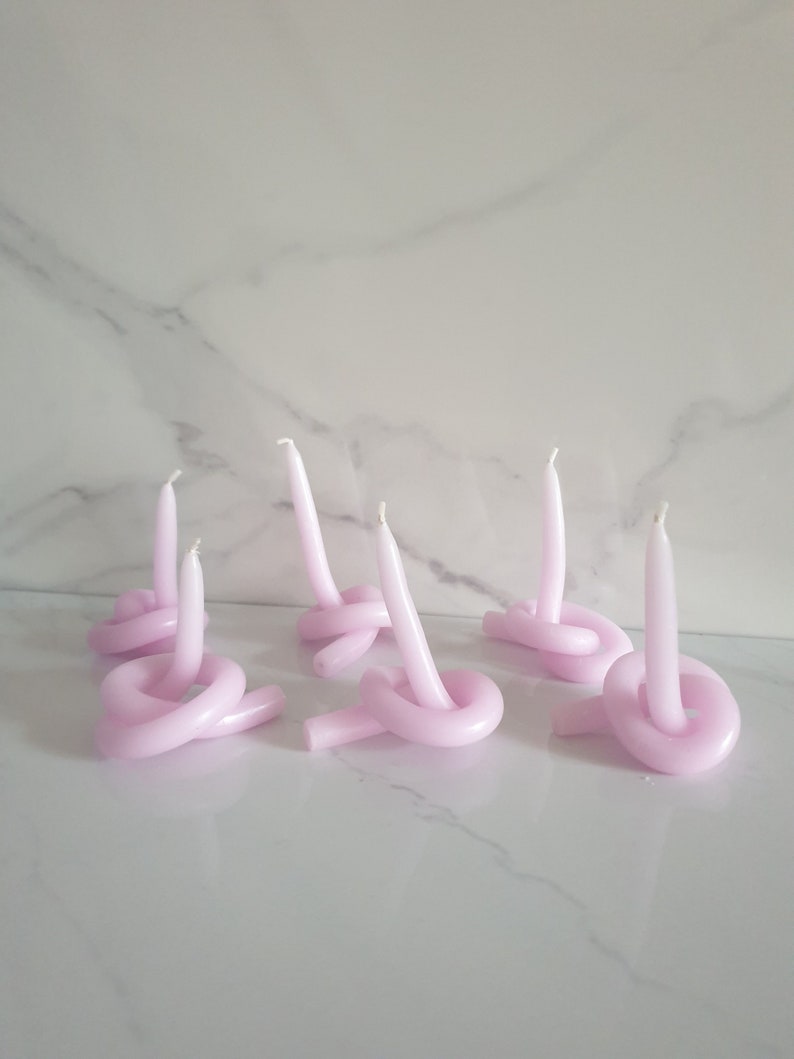 Set of 2 tiny unscented twisted lilac Candles, vegan candle, bendy candles, twisty candle, unscented candle, minimalist candle, simple decor image 1
