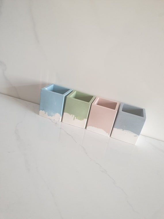 Jesmonite Square Pen Pot, Planter, Pencil Pot, Jesmonite, Minimalist decor, Mini Pot, Gifts for Her, Homeware, Neutral Decor, Concrete Decor