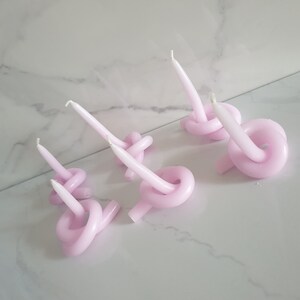 Set of 2 tiny unscented twisted lilac Candles, vegan candle, bendy candles, twisty candle, unscented candle, minimalist candle, simple decor image 2