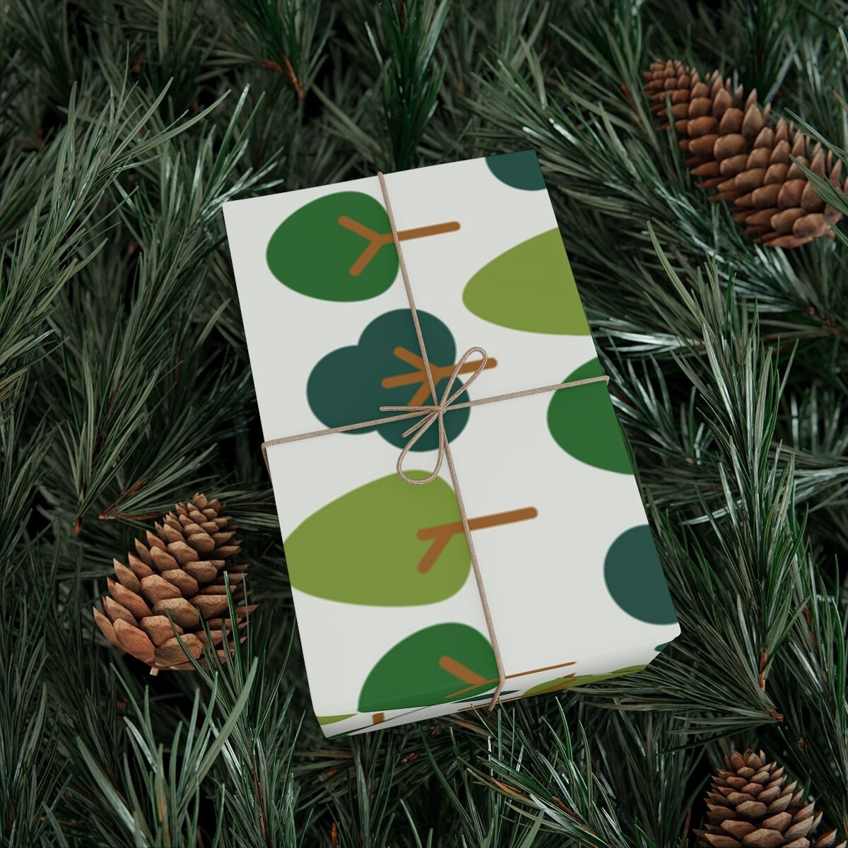 Christmas Wrapping Paper Snowflake Gift Wrap Festive Winter Landscape Forest  Green Wrapping Paper Townscape Christmas Tree Gift Wrap Paper 