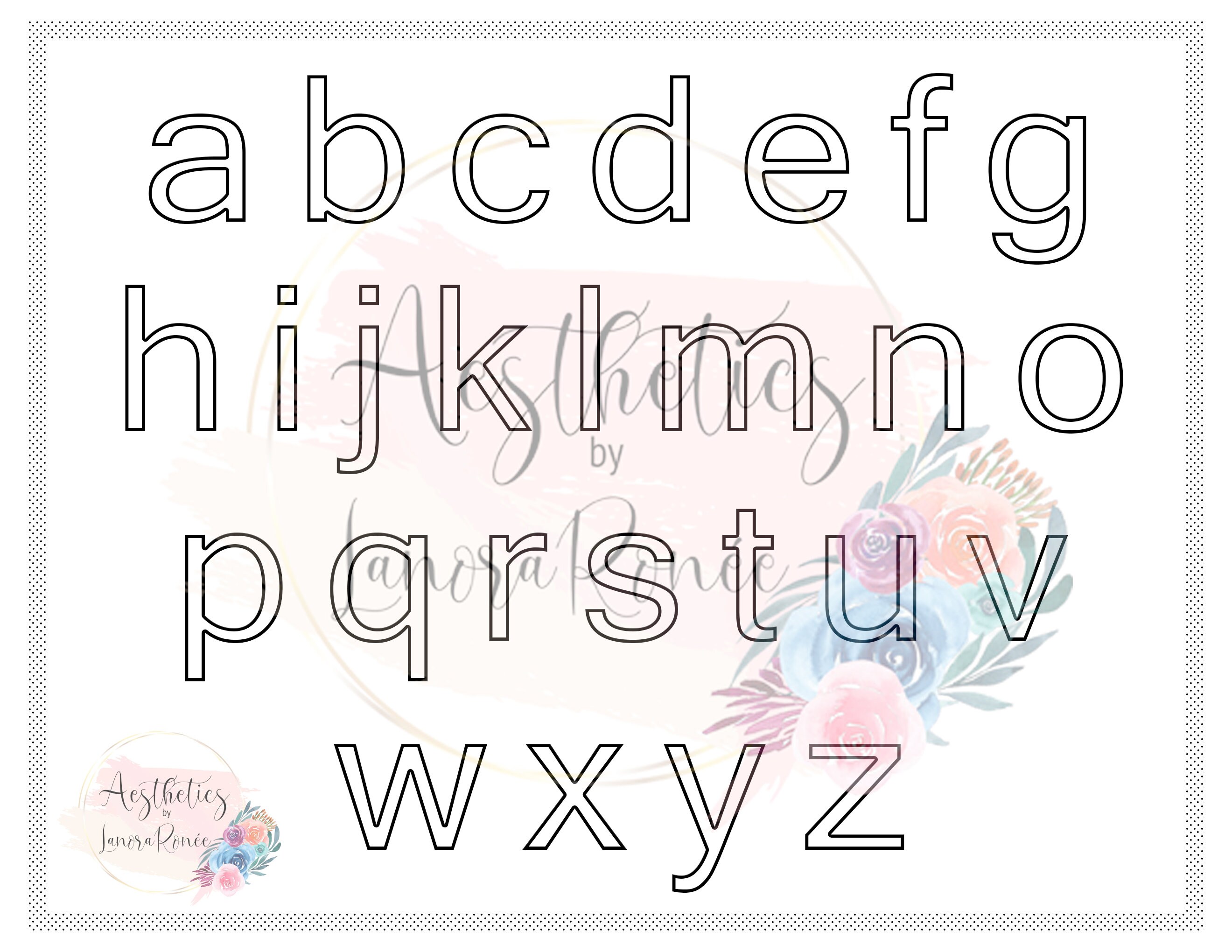 printable lowercase letter page for alphabet resin letters etsy