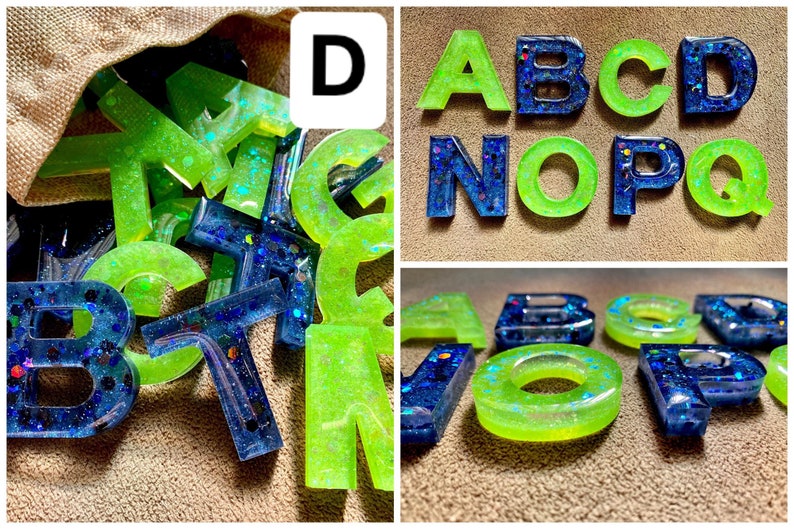 rainbow 2 color glitter alphabet resin letters homeschool etsy