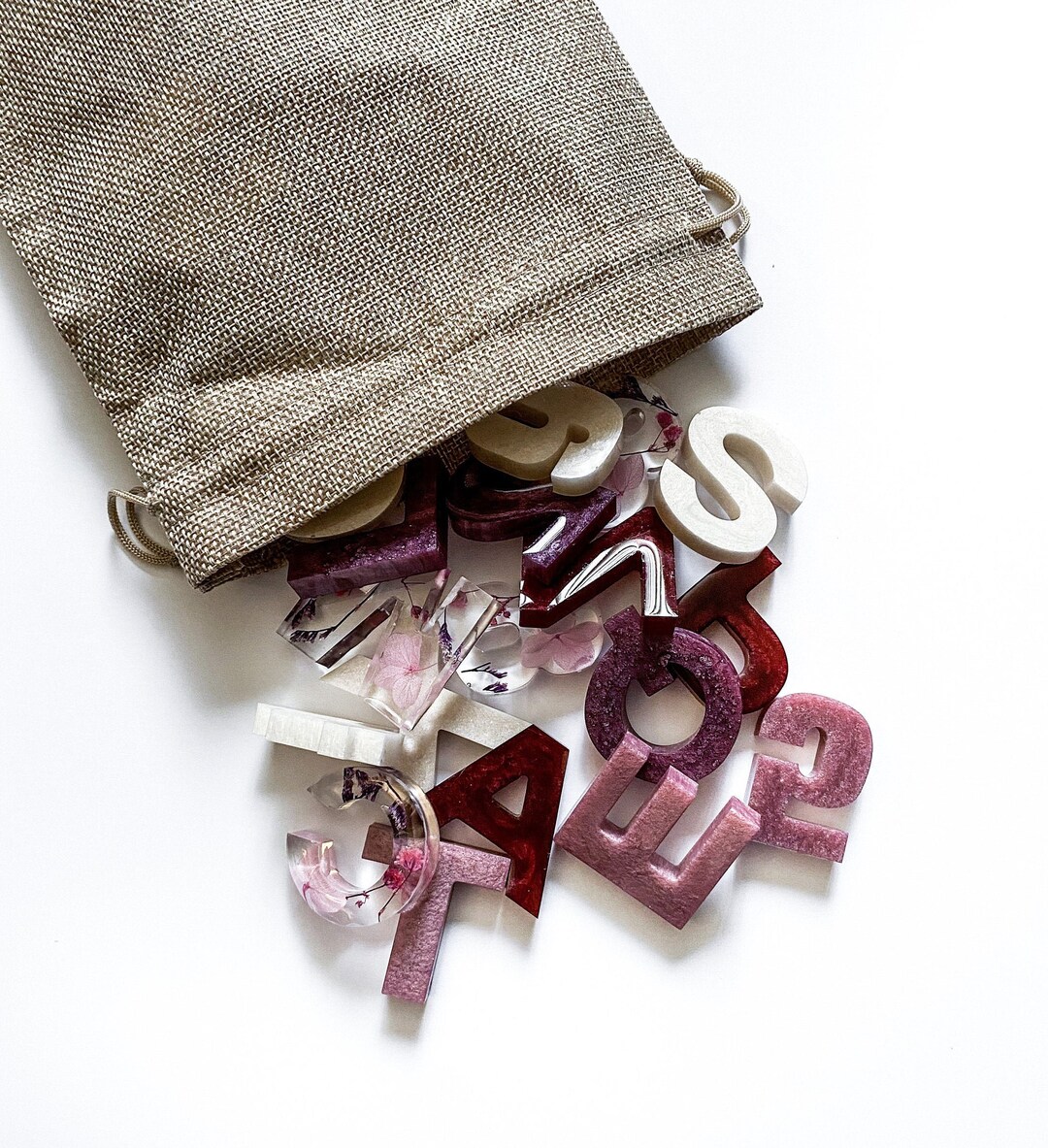 TODDLER ALPHABET, TODDLER Learning Toy, Pink Color Flowers Printed Alphabet Resin Letters For Kids Learning, Toddler Learning Toy