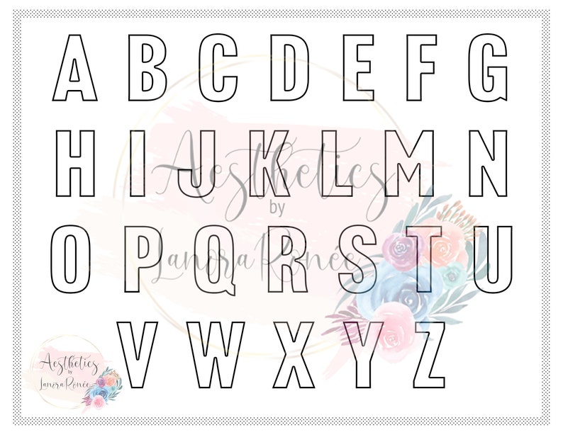 Printable Whimsical Letter Page for Alphabet Resin Letters, Standard ...