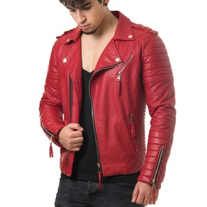 handgemachte Top-Qualität echte weiche Lammfell Leder Biker Jacke Slim-fit, lange Ärmel schöne Look Jacke echte Jacke maßgefertigt