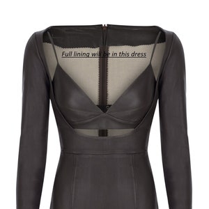 Handmade Lambskin Leather Long Sleeve Dress: Party Outfit