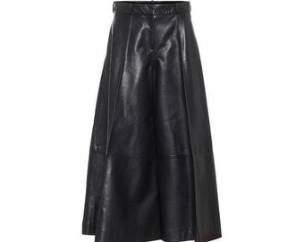 handmade women, genuine Lambskin leather sweatpants wide Leg Pants outfit Leather pants vintage Leather pants Genuine leather wide leg pants