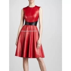 Handmade Lambskin Leather Sleeveless Dress: Vintage Style
