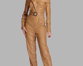 レザージャンプスーツ、ラムスキンレザージャンプスーツ