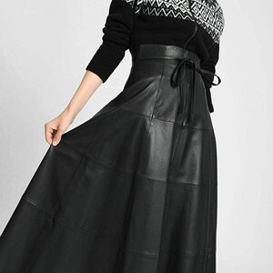 Handmade Lambskin Leather Ankle Skirt: Vintage Women's Outfit