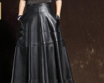 Handmade Lambskin Leather Ankle Skirt: A-Line Riding Skirt