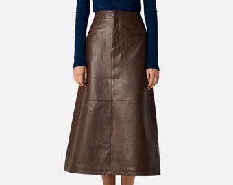 handmade women's genuine lambskin leather A line skirt outfit leather skirt vintage leather skirt , We also do all kinds of custom orders