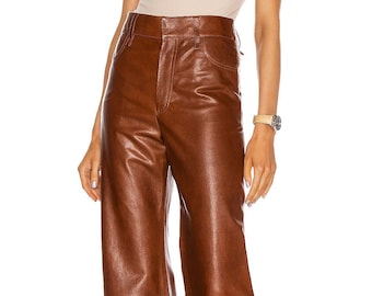 pantaloni della tuta da donna in vera pelle di agnello fatti a mano pantaloni larghi pantaloni in pelle pantaloni vintage pantaloni genuini, facciamo secondo l'acquirente