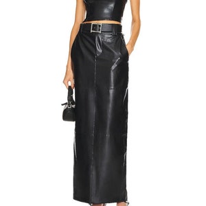 Handmade Women's genuine Lambskin leather black pencil maxi skirt Outfit Leather skirt vintage maxi skirt, customized items also accepted