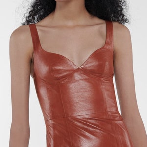 Handmade Lambskin Leather Mini Dress: Sleeveless Vintage Outfit