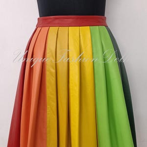 Handmade Lambskin Leather Pleated Knee Skirt: 11 Colors