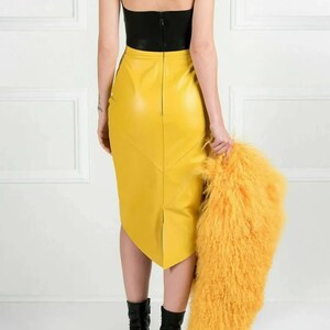 Handmade Women's genuine Lambskin leather knee pencil skirt party wear skirt Outfit Leather skirt vintage leather skirt Genuine leatherskirt image 2