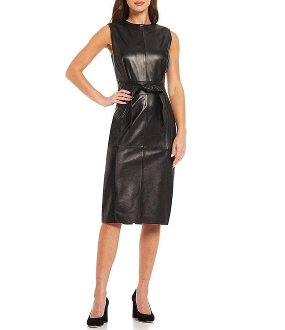 Buy Handmade Lambskin Leather Dress: Sleeveless Knee-length Outfit Online  in India - Etsy