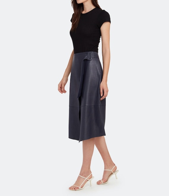 Womens leather cheap wrap skirt