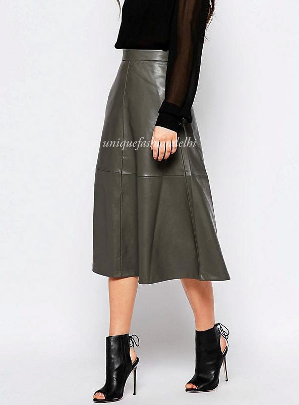 Handmade Women's Genuine Lambskin Leather A Line Skirt - Etsy