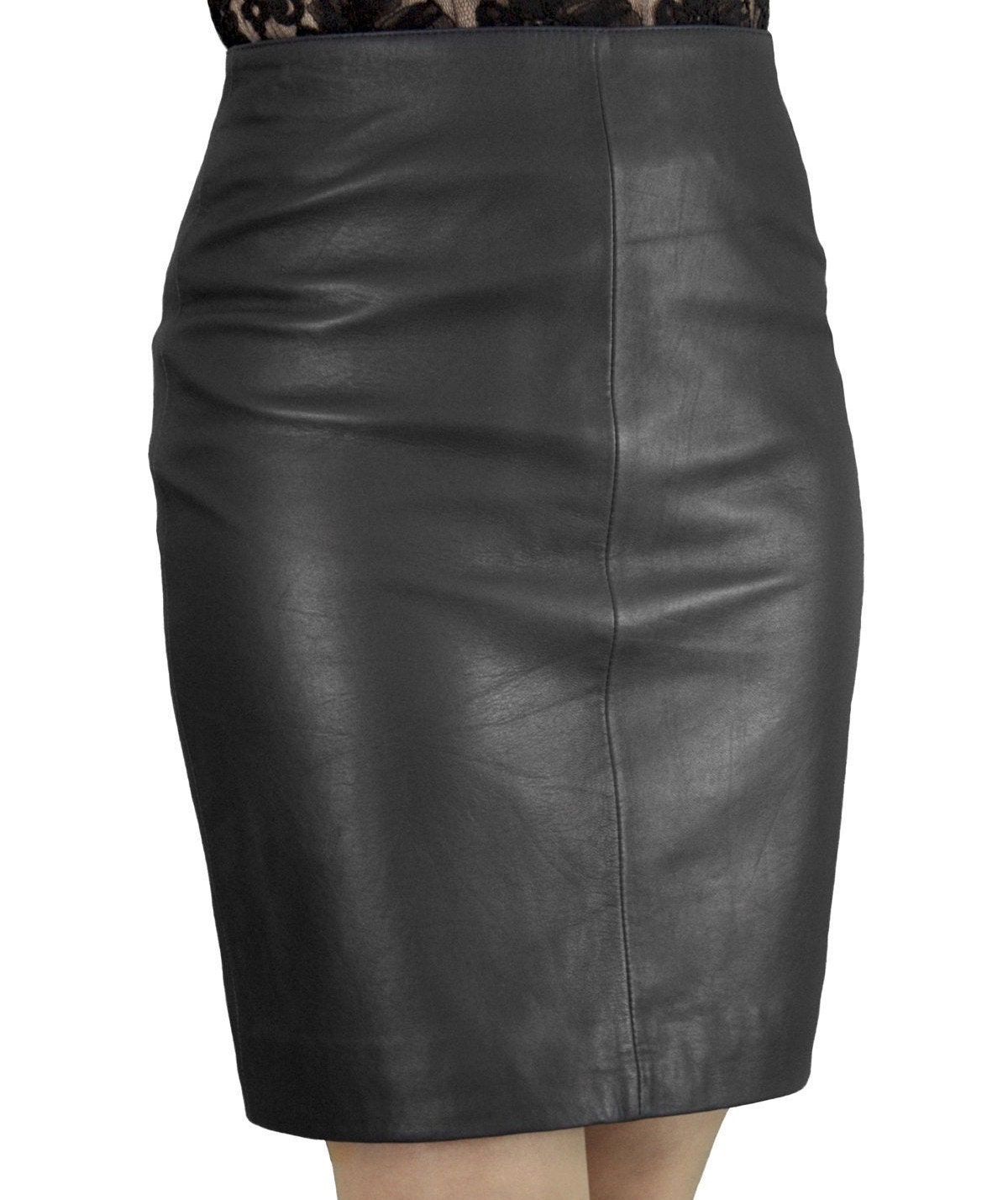 Handmade Women's Genuine Lambskin Leather Skirt Outfit | Etsy