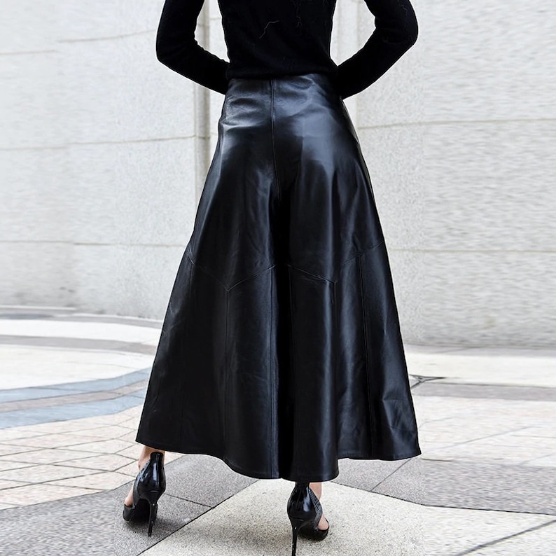 Handmade Lambskin Leather Wide Leg Pants: High Waist Trousers - Etsy