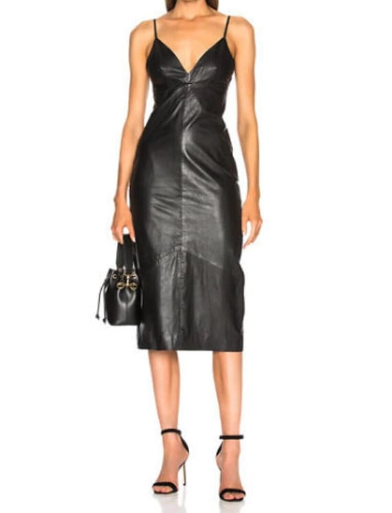 chinese dress ladies Lezith Faux Leather Maxi Dress main image 0