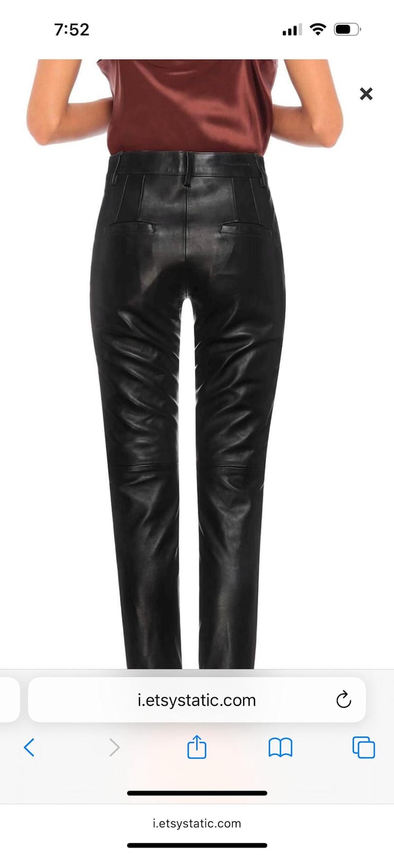 handmade women's genuine Lambskin leather black pants slim fit cigarette leg pants Pant outfit leather pants vintage leather Customized pant image 2